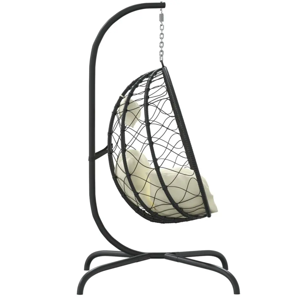 Hanging Egg Chair with Cushion Cream Outdoor Garden Swing Rocking Relaxation