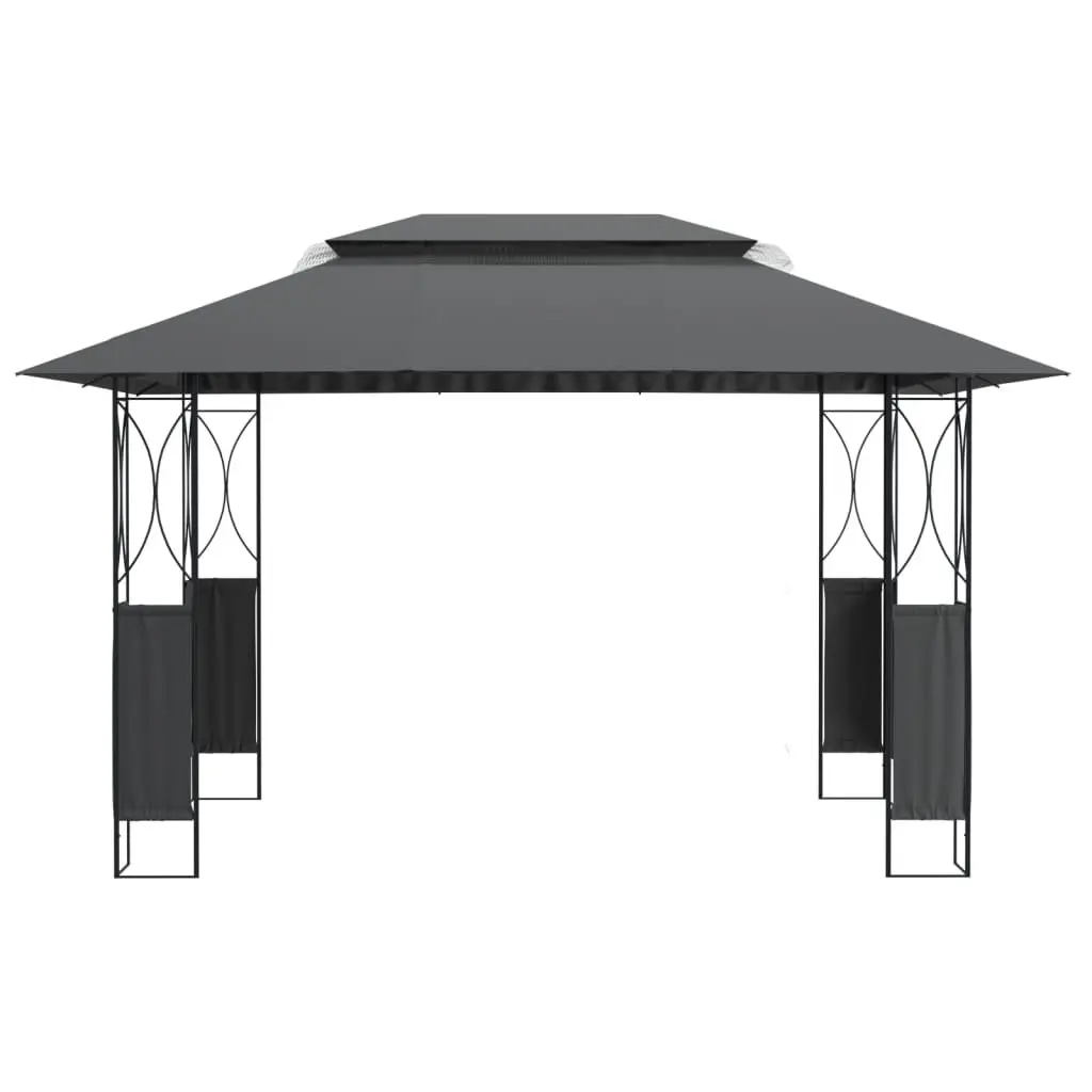 Gazebo Steel Frame Double-Tiered Roof 400x300x270 cm Anthracite Garden Outdoor Canopy