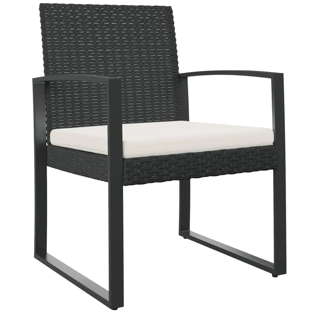 Outdoor Dining Chairs 2 Pcs Black Rattan Garden Patio Seating with Armrests