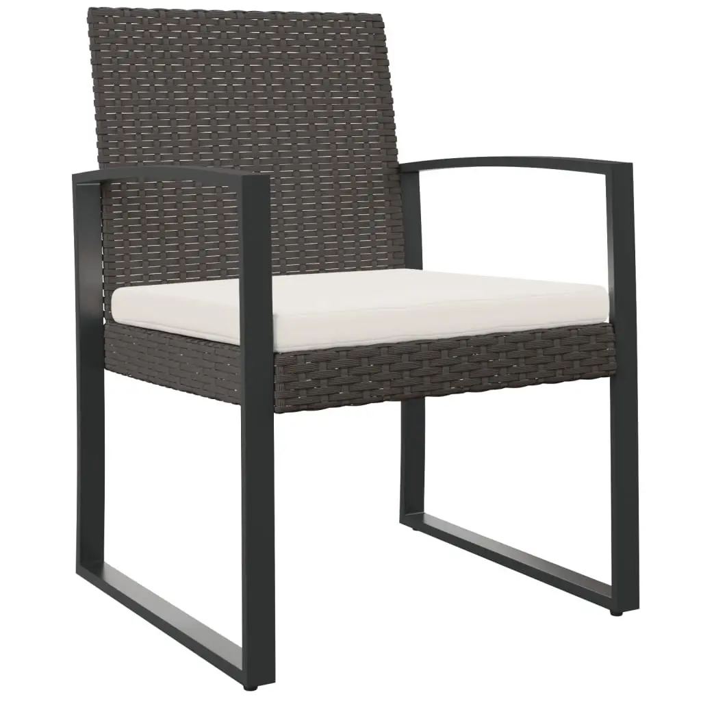 Outdoor Dining Chairs Set 2 pcs Brown Rattan Garden Patio Seating with Armrests