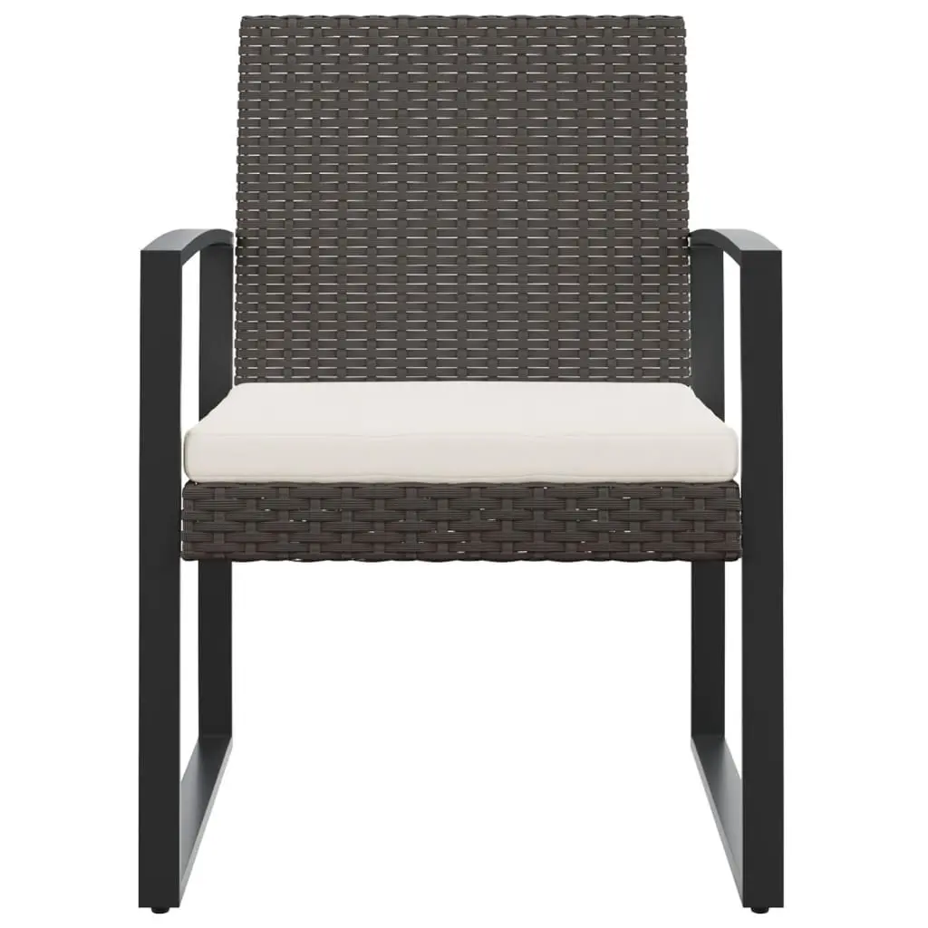 Outdoor Dining Chairs Set 2 pcs Brown Rattan Garden Patio Seating with Armrests