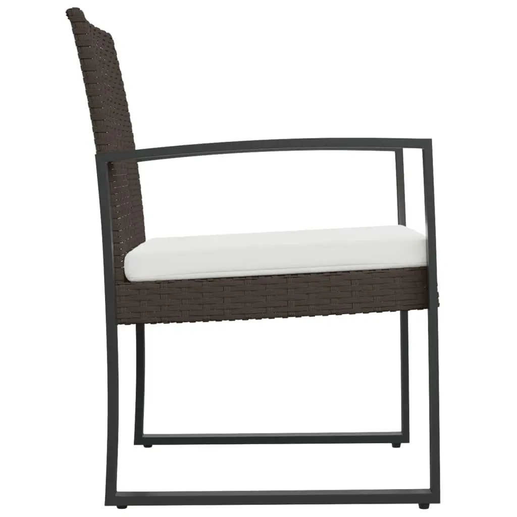 Outdoor Dining Chairs Set 2 pcs Brown Rattan Garden Patio Seating with Armrests