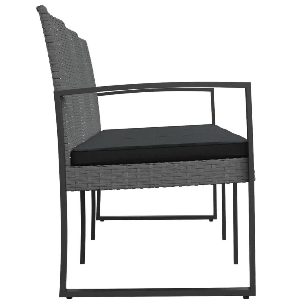 3-Seater Garden Bench with Cushions Grey Outdoor Patio Furniture