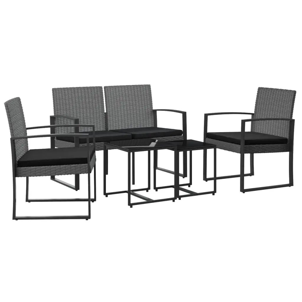 Garden Dining Set 5 Piece Outdoor Patio Furniture Grey Rattan with Cushions