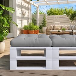 Pallet Cushion Grey 60x60x12 cm Outdoor Garden Sofa Seat Pad Polyester Fabric
