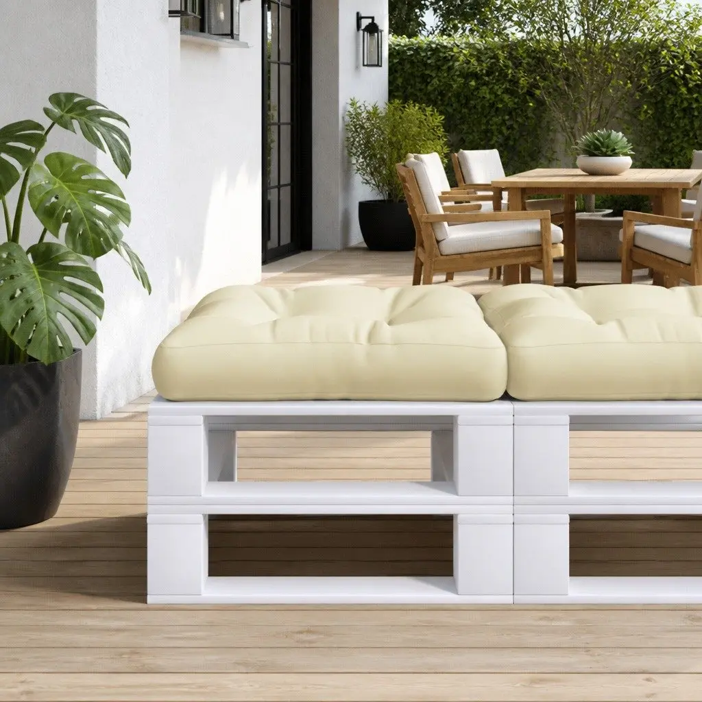 Pallet Cushion Outdoor Garden Sofa Seat Pad 60x60x12 cm Cream Polyester
