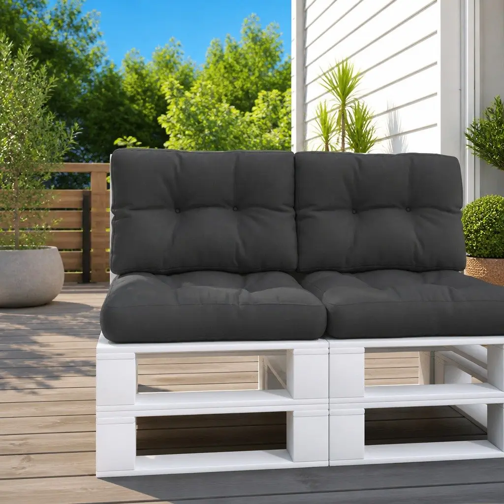Pallet Cushions 2 pcs Black Polyester Outdoor Garden Furniture Seat Pad Sofa