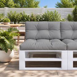 Pallet Cushions Grey Fabric Outdoor Garden Sofa Seat Pads Soft Filling 2 Pack