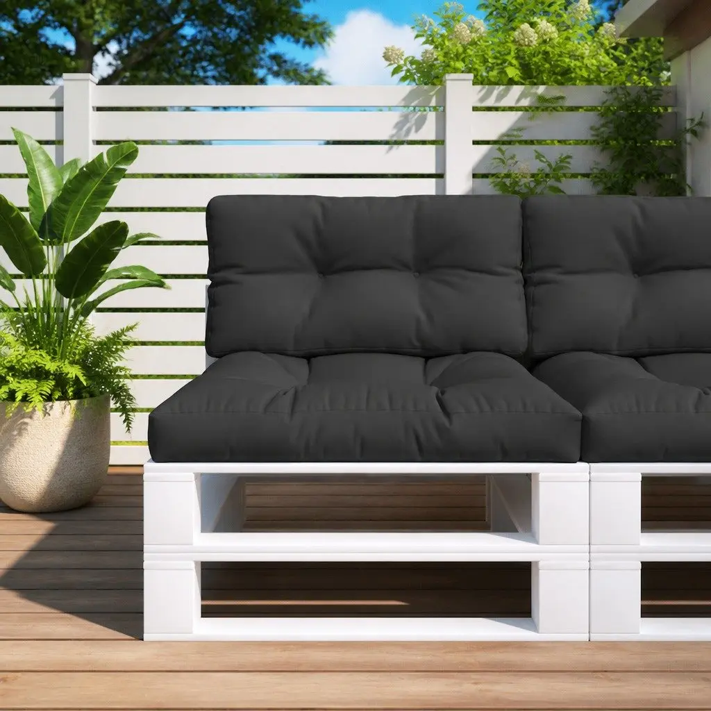 Pallet Cushions Soft Hollow Fibre Filling Black Polyester Fabric 2 Piece