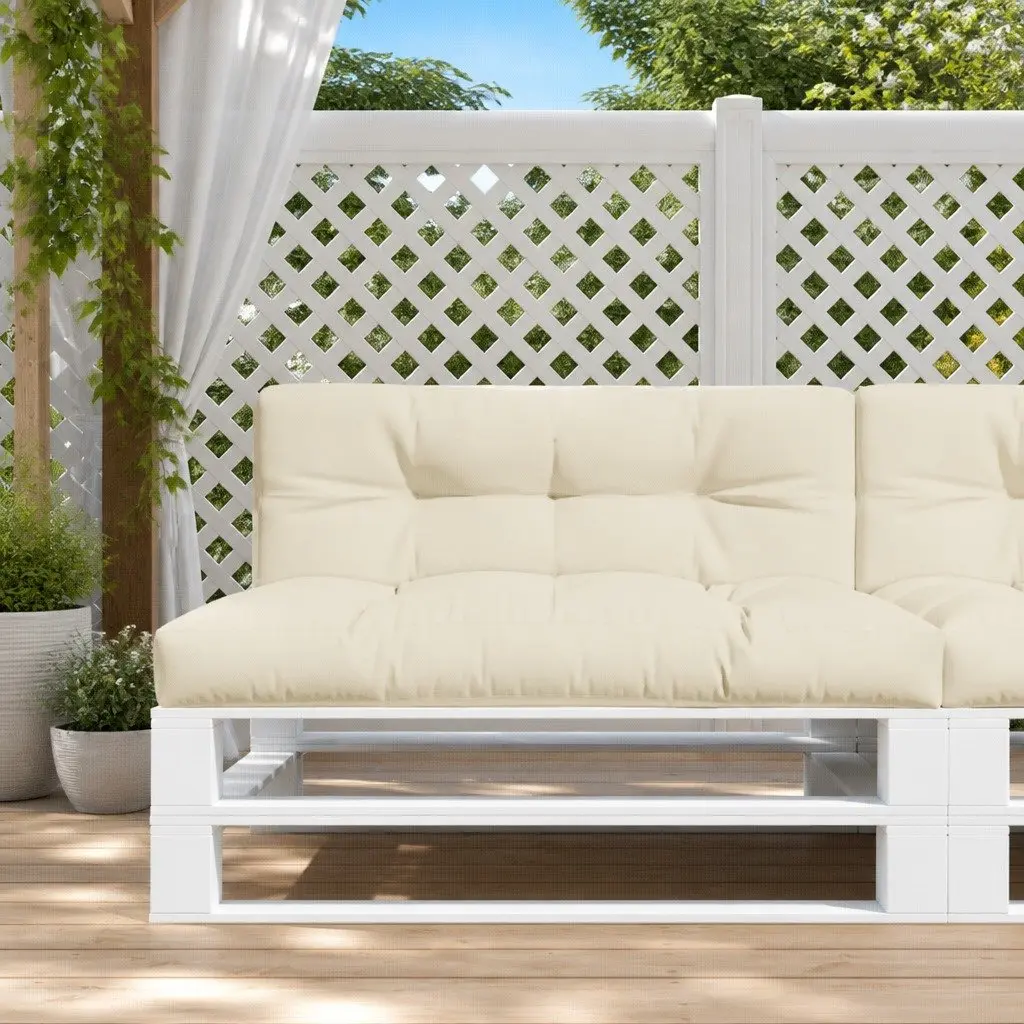 Pallet Cushions 2 pcs Cream Polyester Fabric Outdoor Garden Sofa Seat Pad