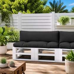 Pallet Cushions 2 pcs Black Outdoor Indoor Garden Sofa Seat Pad Comfort Filling