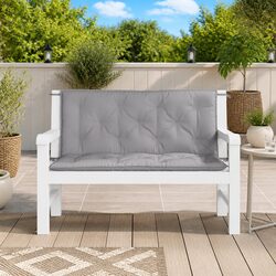 Garden Bench Cushions 2pc Set Outdoor Patio Seating Pad Grey 120x50x7cm