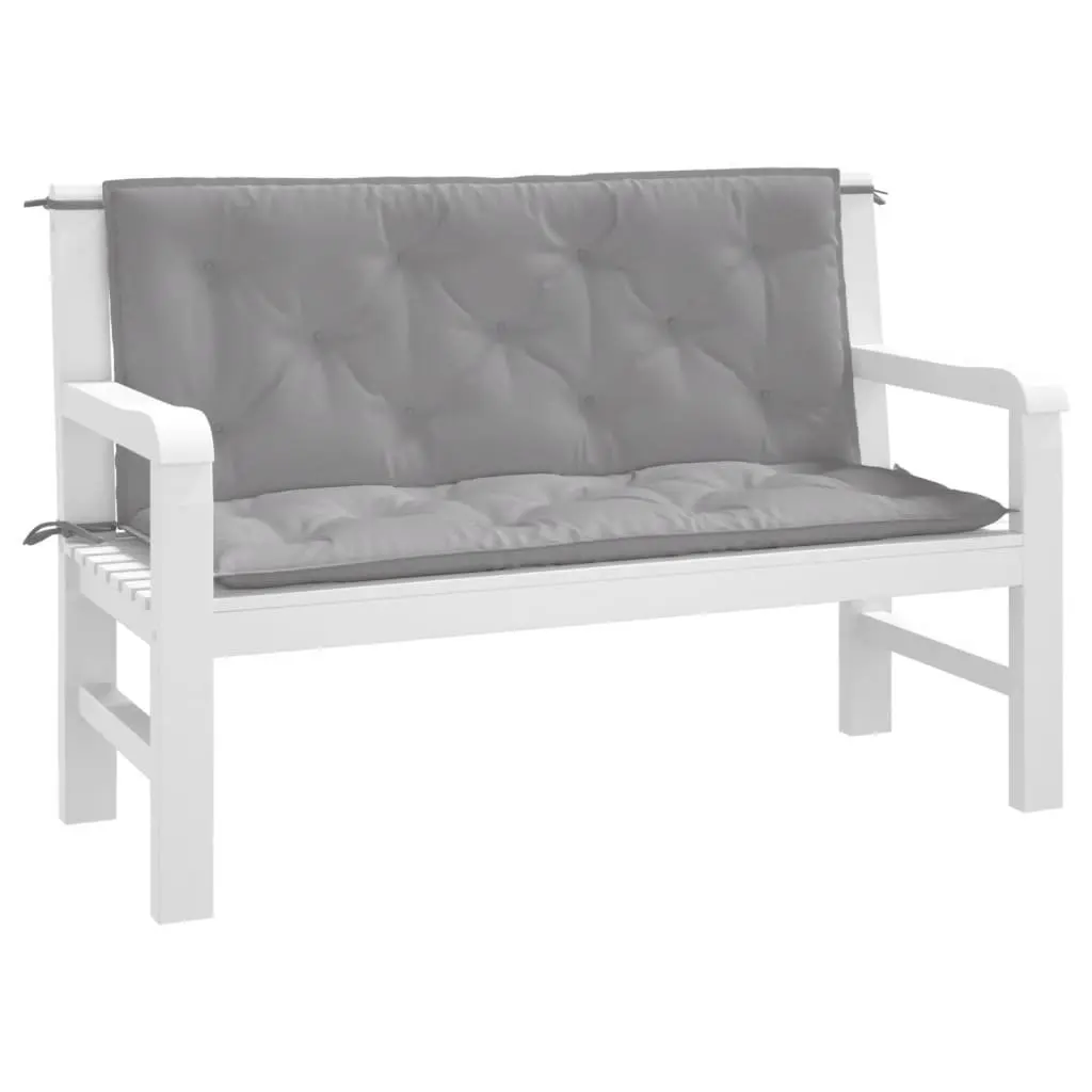 Garden Bench Cushions Grey 120x50x7cm 2 Piece Set Outdoor Patio Seating Pad