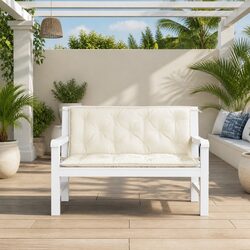 Garden Bench Cushions 2 Pack Outdoor Patio Seating Pad Cream Water Resistant