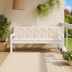 Garden Bench Cushions 2 pcs Cream White Outdoor Patio Seating Pad Oxford Fabric