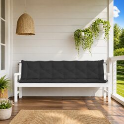 Garden Bench Cushions 2pcs Black 200x50x7cm Outdoor Seating Pad Water-Resistant