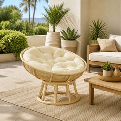 Round Cushion Outdoor Garden Patio Chair Seat Pad Cream Oxford Fabric 100cm