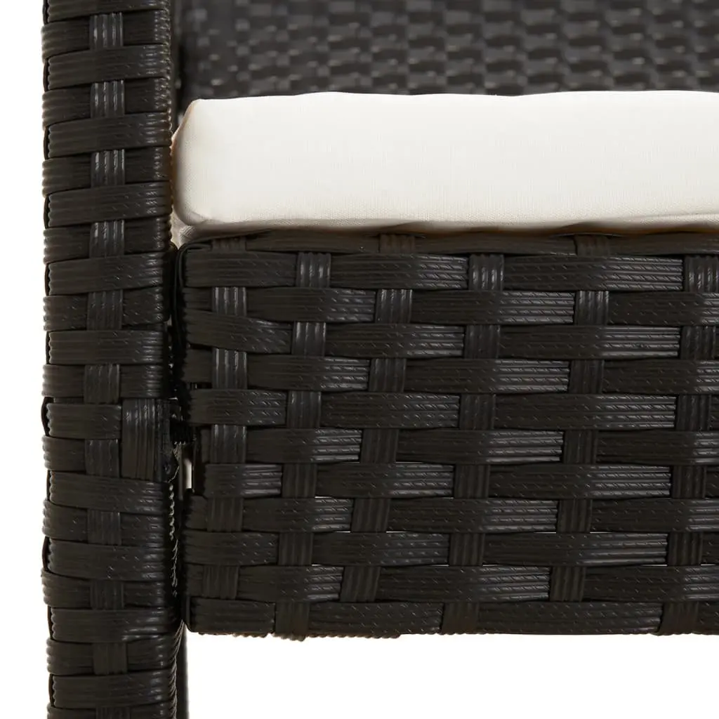 Garden Bench with Cushion Black 105cm Outdoor Seating Poly Rattan Patio