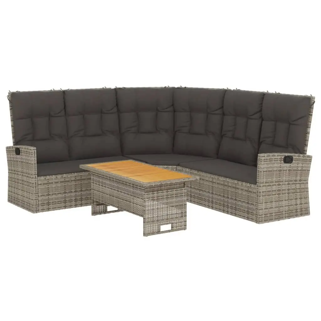 2 Piece Outdoor Garden Lounge Set with Cushions Grey Poly Rattan Patio Furniture
