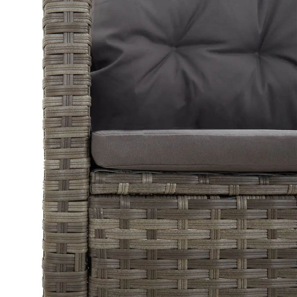2 Piece Outdoor Garden Lounge Set with Cushions Grey Poly Rattan Patio Furniture