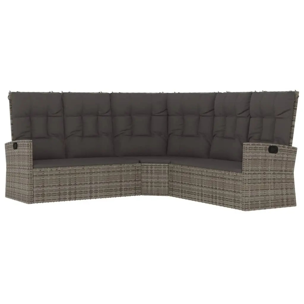 3 Piece Garden Lounge Set Outdoor Patio Furniture with Cushions Grey Rattan