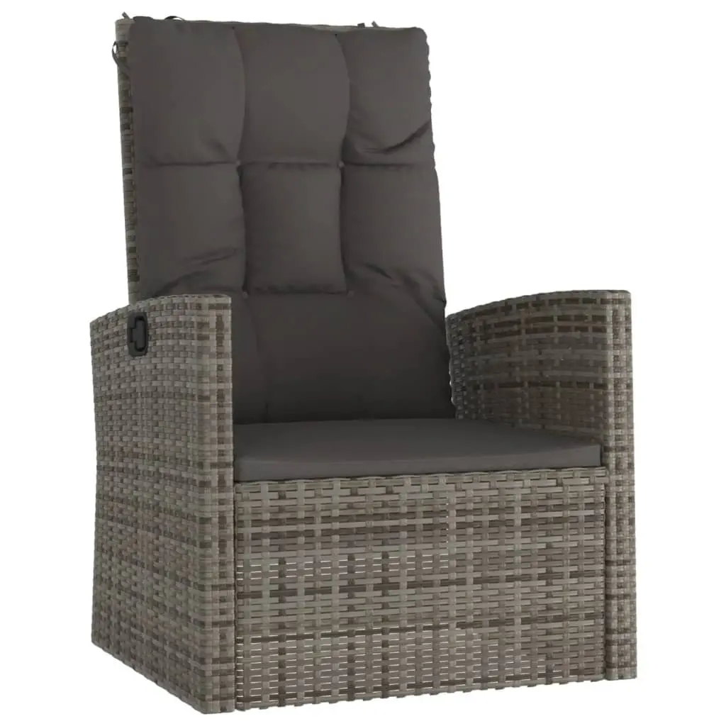 3 Piece Garden Lounge Set Outdoor Patio Furniture with Cushions Grey Rattan