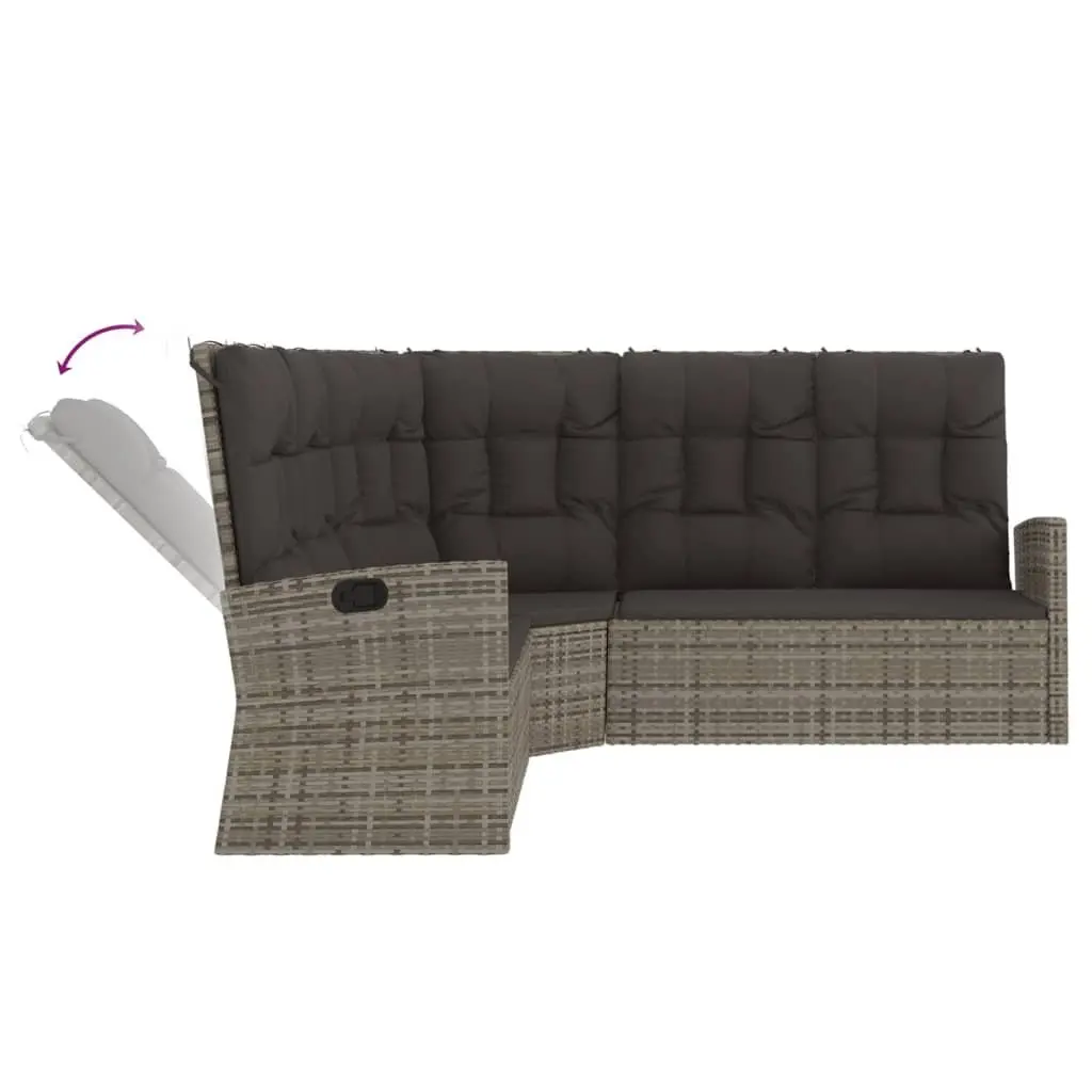 3 Piece Garden Lounge Set Outdoor Patio Furniture with Cushions Grey Rattan