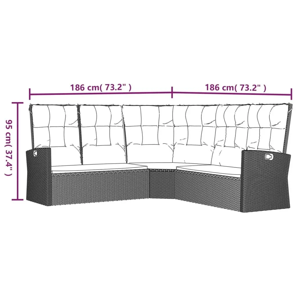 4 Piece Garden Lounge Set Outdoor Furniture with Cushions Grey Poly Rattan Patio