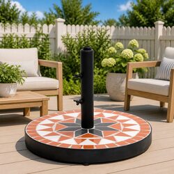 Parasol Base Round Umbrella Stand Outdoor Patio Garden Weight Terracotta White