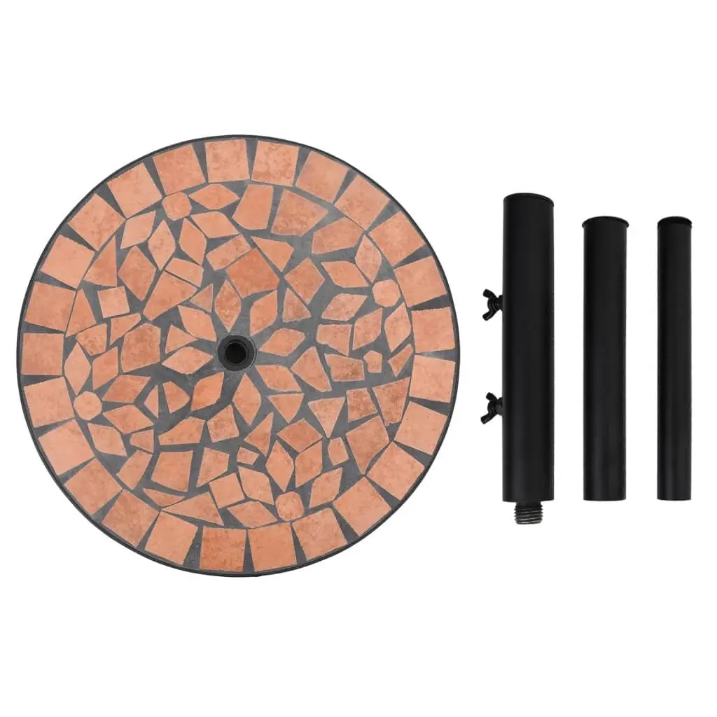 Parasol Base Round Adjustable Knobs Iron Brown Outdoor Umbrella Stand