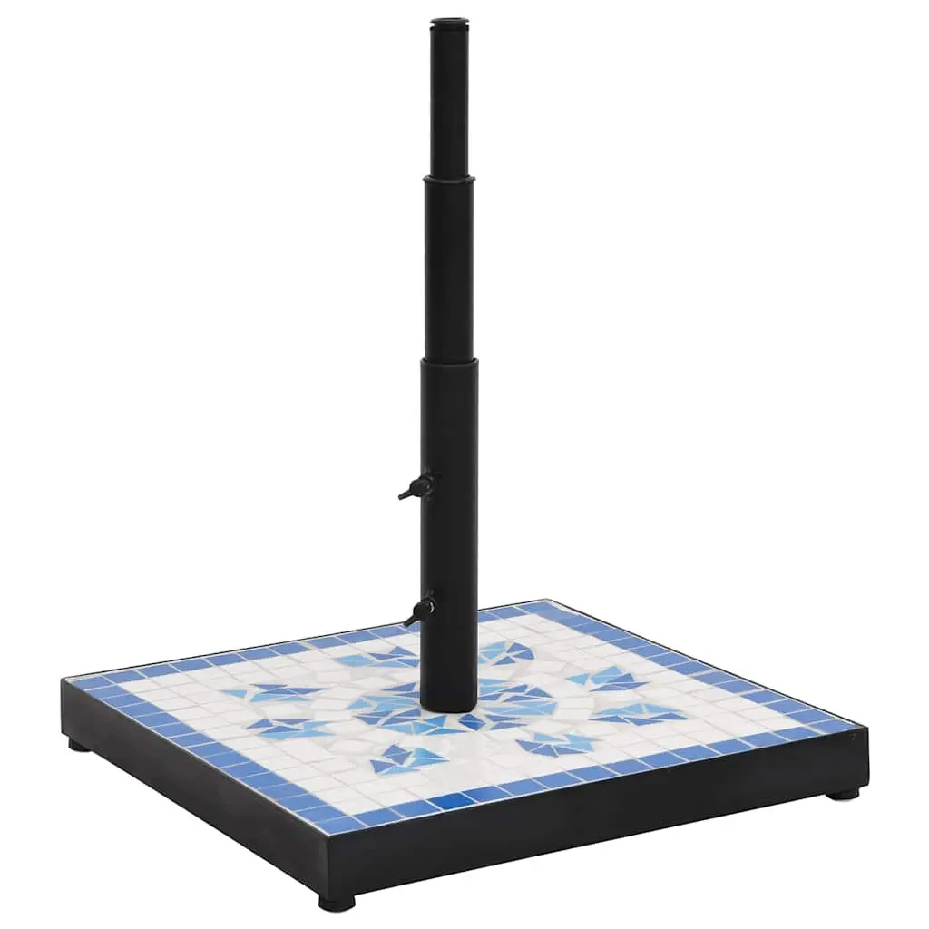 Parasol Base Weighted Iron Blue White Outdoor Umbrella Stand Garden Patio