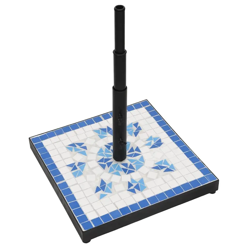 Parasol Base Weighted Iron Blue White Outdoor Umbrella Stand Garden Patio