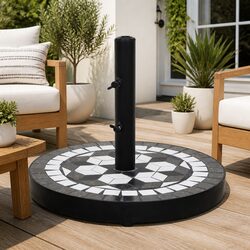 Outdoor Umbrella Parasol Base Round Black Weight Stand Patio Garden Deck