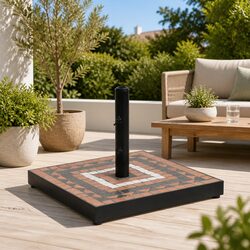 Parasol Base Square Terracotta White Iron Ceramic Tile Umbrella Stand Outdoor