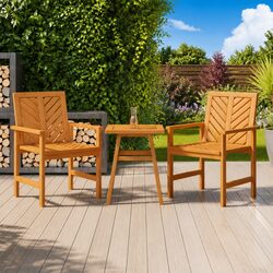 Wooden Side Table 45x45x60cm Garden Patio Outdoor Furniture Acacia Chevron Top