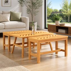 Coffee Table 100x50x45 cm Solid Acacia Wood Fishbone Pattern Garden Furniture