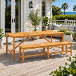 Garden Dining Table 200x90x74cm Outdoor Patio Furniture Solid Wood Acacia Brown