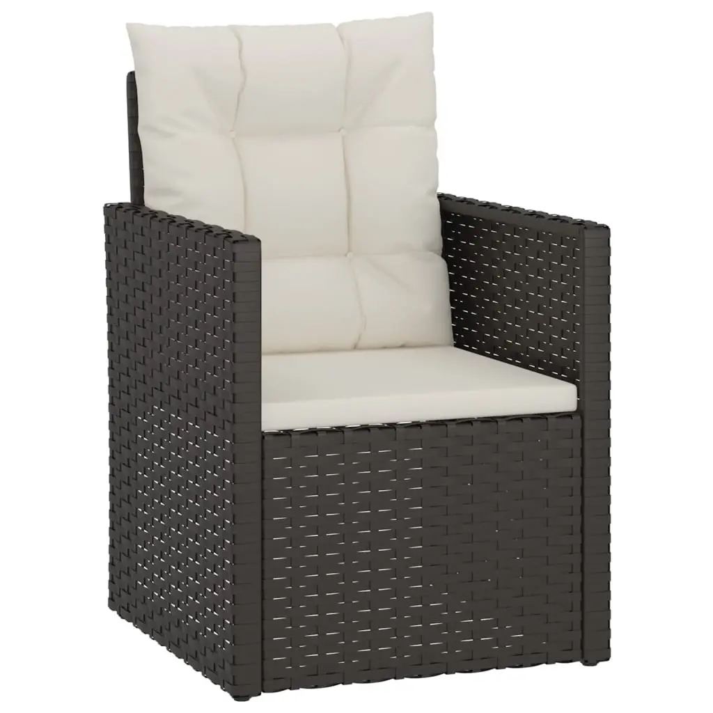 Outdoor Garden Armchair with Cushions Black Poly Rattan Patio Seating Furniture