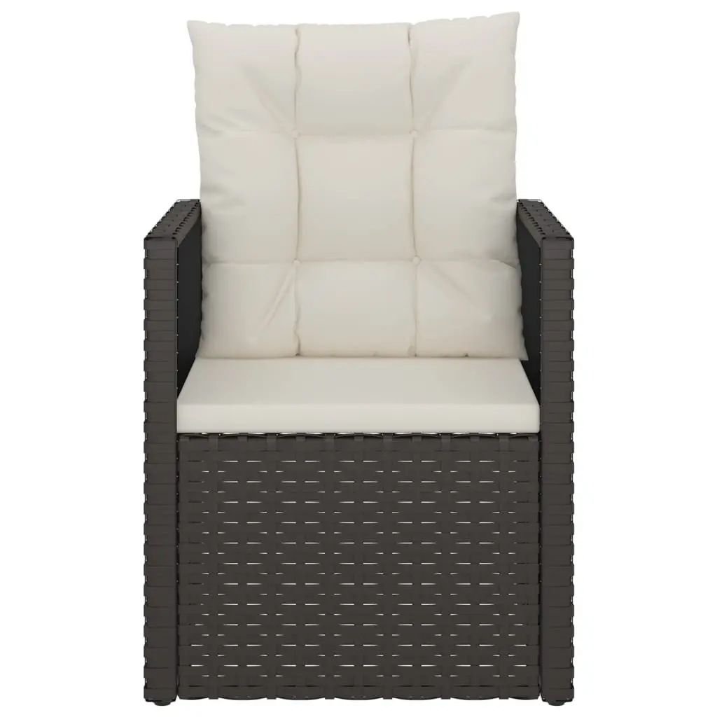 Outdoor Garden Armchair with Cushions Black Poly Rattan Patio Seating Furniture