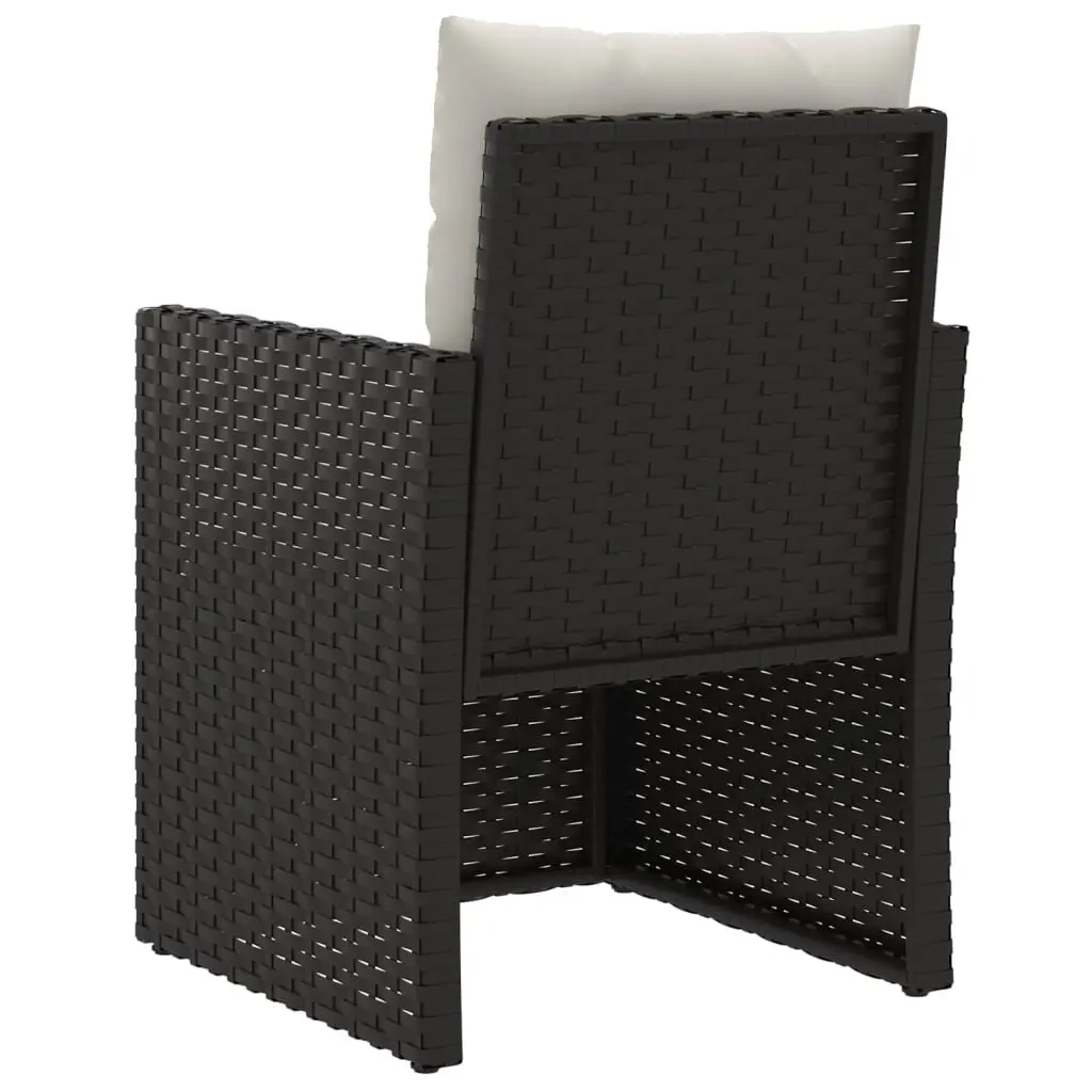 Outdoor Garden Armchair with Cushions Black Poly Rattan Patio Seating Furniture