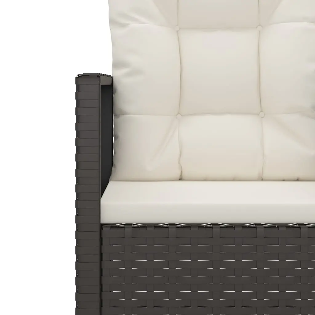 Outdoor Garden Armchair with Cushions Black Poly Rattan Patio Seating Furniture