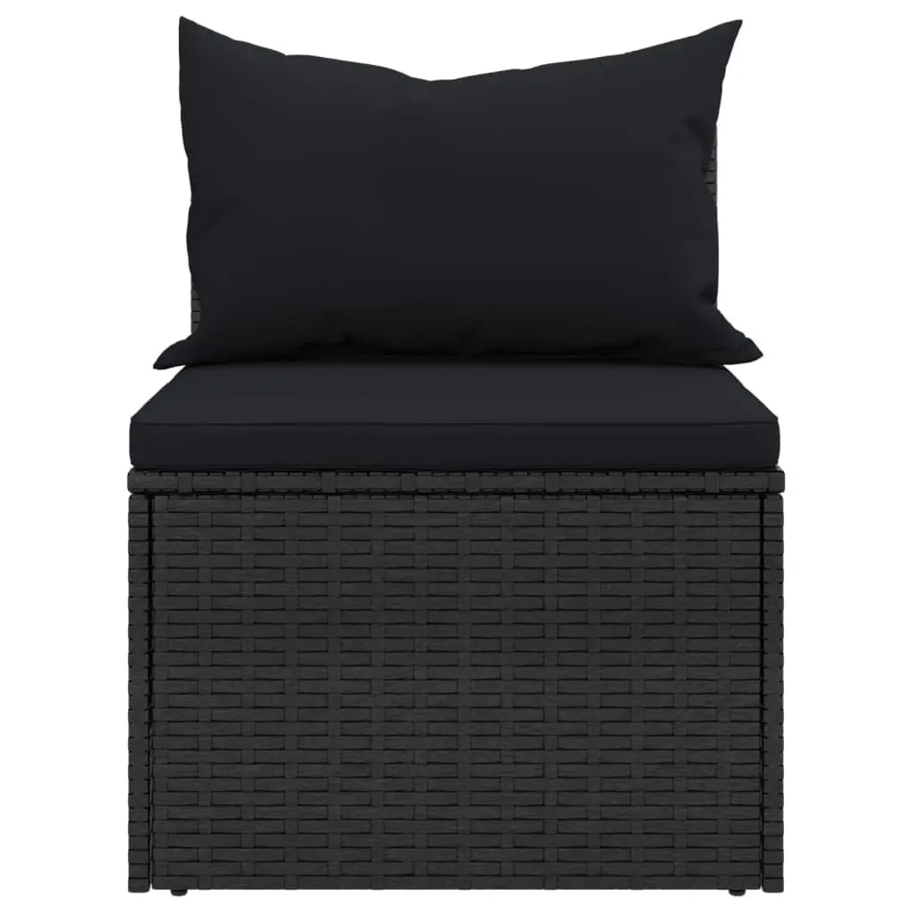 Outdoor Middle Sofas 2 Piece Weather Resistant Black Rattan Seating Set with Cushions