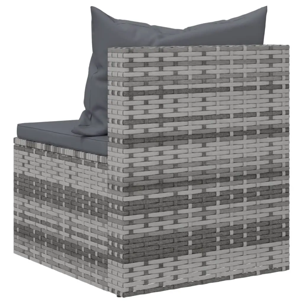 Outdoor Garden Middle Sofas Set 2 pcs Cushions Grey Poly Rattan