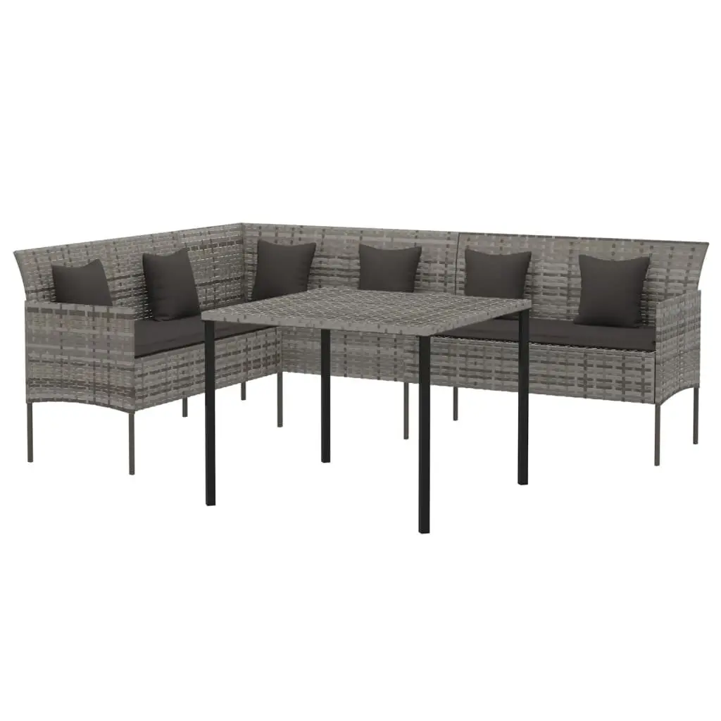 Garden Dining Set 2 Piece Outdoor Furniture Grey Poly Rattan with Cushions