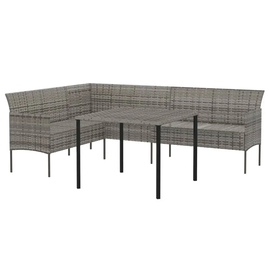 Garden Dining Set 2 Piece Outdoor Furniture Grey Poly Rattan with Cushions