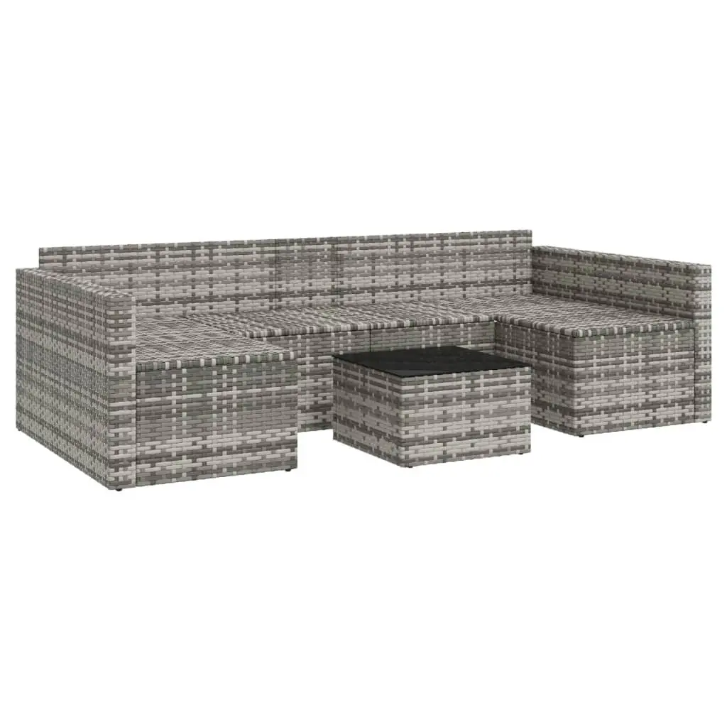2 Piece Garden Lounge Set with Cushions Grey Poly Rattan Outdoor Furniture