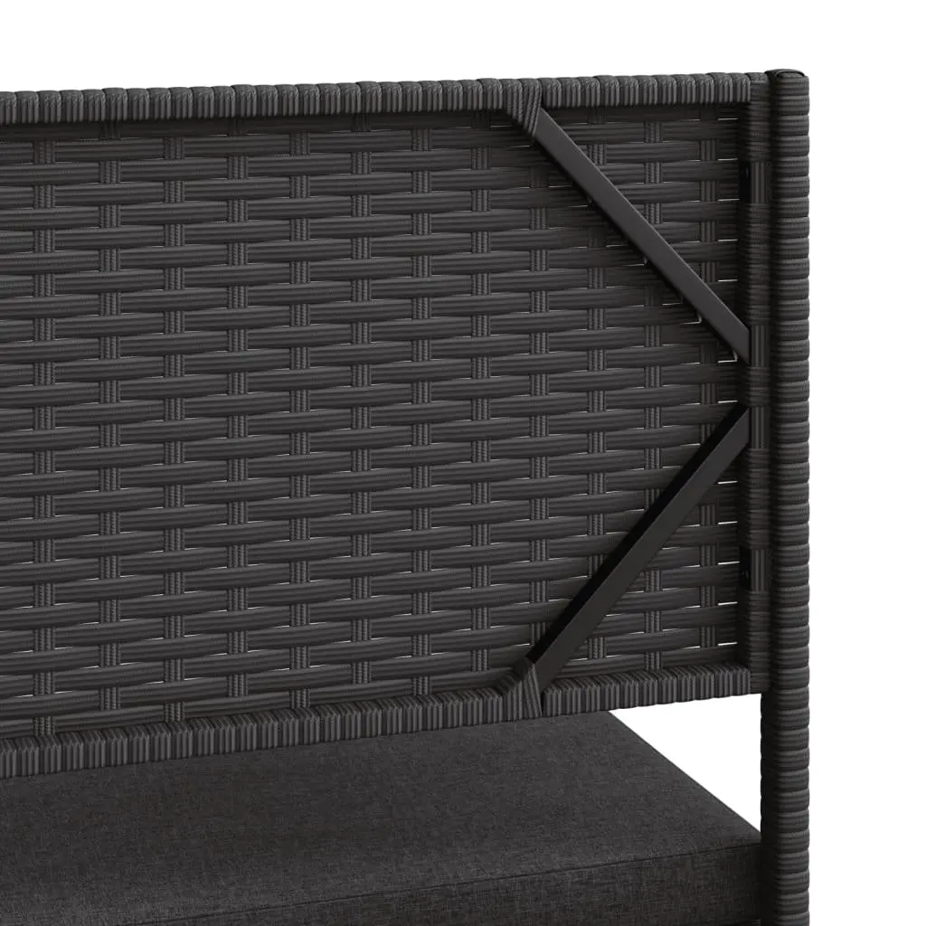 L-Shaped Garden Sofa Set with Table Black Poly Rattan Outdoor Patio Furniture