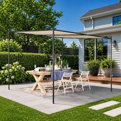 Gazebo 3x3 m Beige Outdoor Canopy Waterproof Polyester Steel Frame Garden Patio