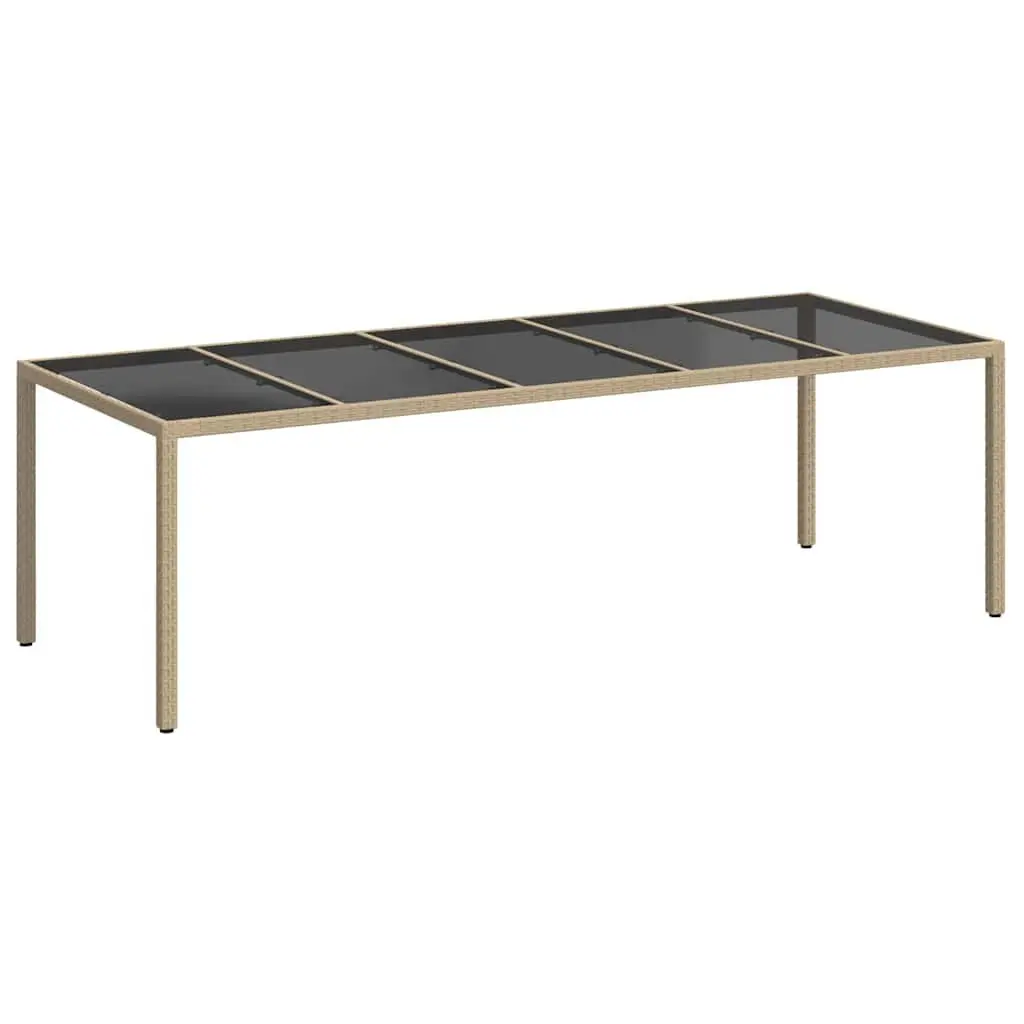 Outdoor Garden Dining Table Spacious Surface 250x100x75cm Beige Poly Rattan Steel Frame