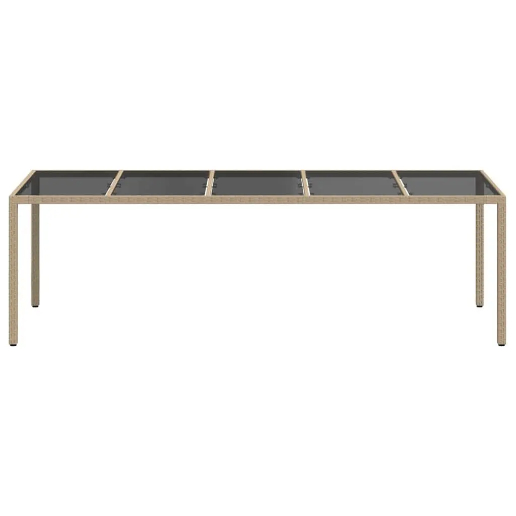 Outdoor Garden Dining Table Spacious Surface 250x100x75cm Beige Poly Rattan Steel Frame